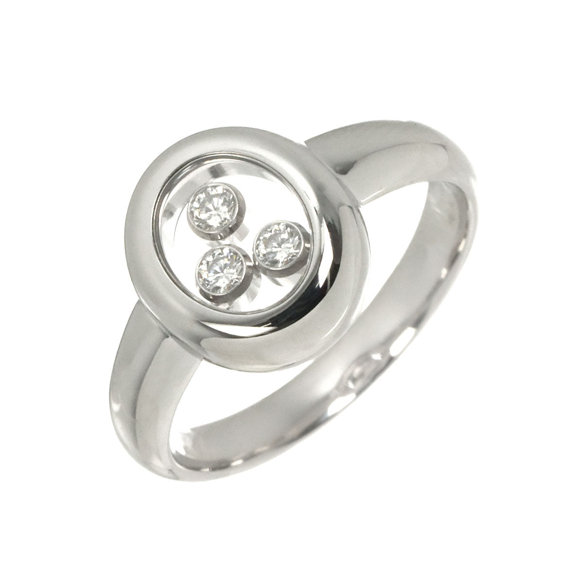 Happy Diamond Ring 18K White Gold 750 Size6(US)