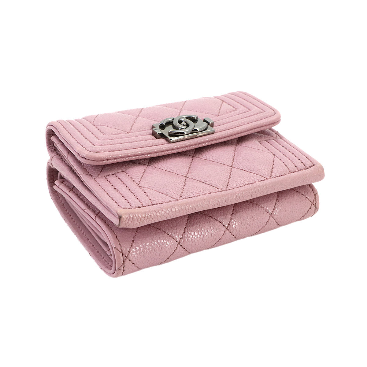 Boychanel Compact Wallet Leather Pink A84432 Purse