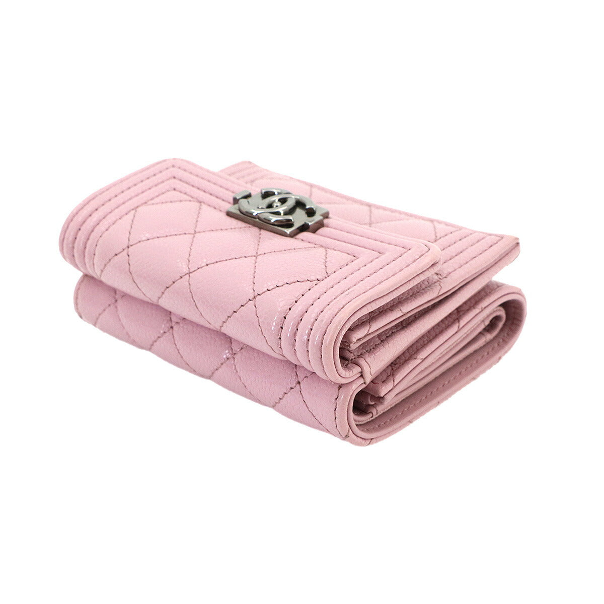 Boychanel Compact Wallet Leather Pink A84432 Purse
