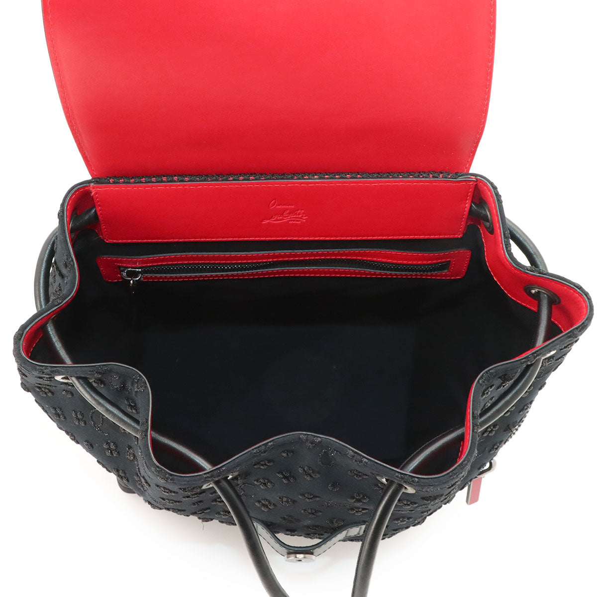 Explora funk Backpack Leather Canvas Black Red