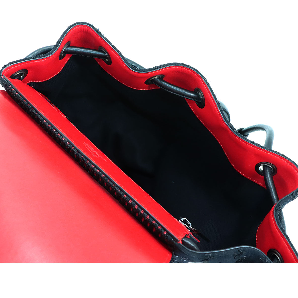 Explora funk Backpack Leather Canvas Black Red