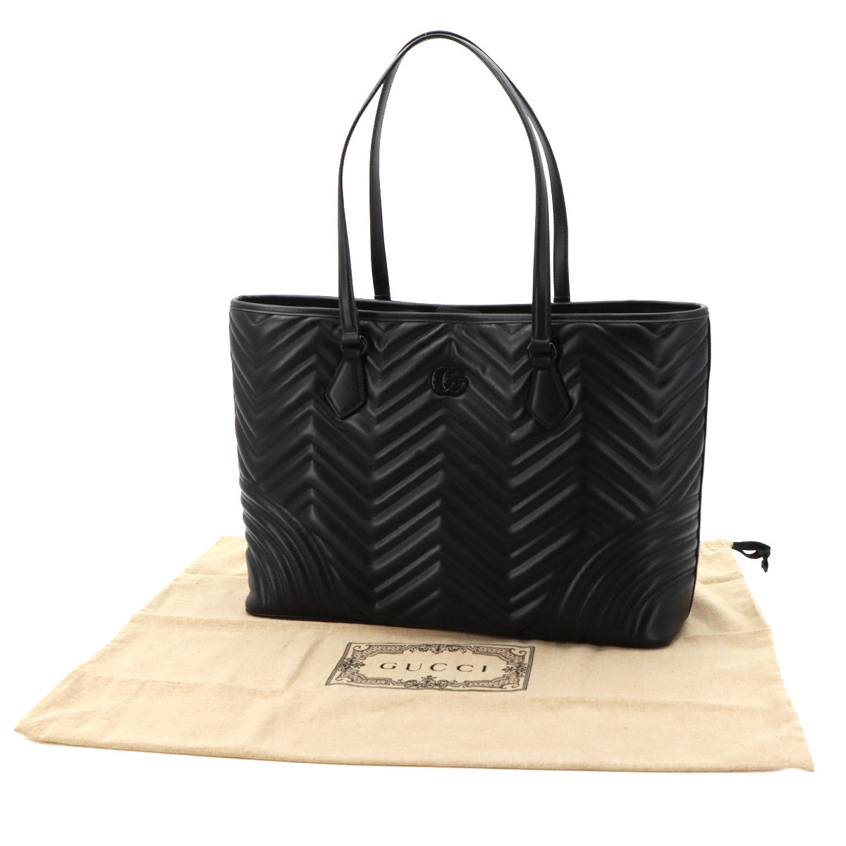 GG Marmont Quilting Large Tote Bag Leather Black 739684 Purse
