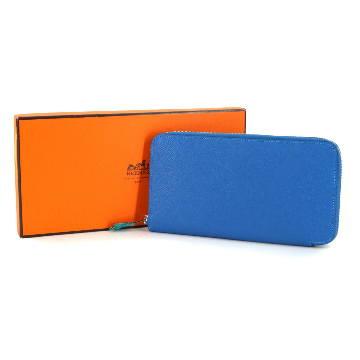 Azapp Long Silkin Long Wallet Epsom Blue Purse