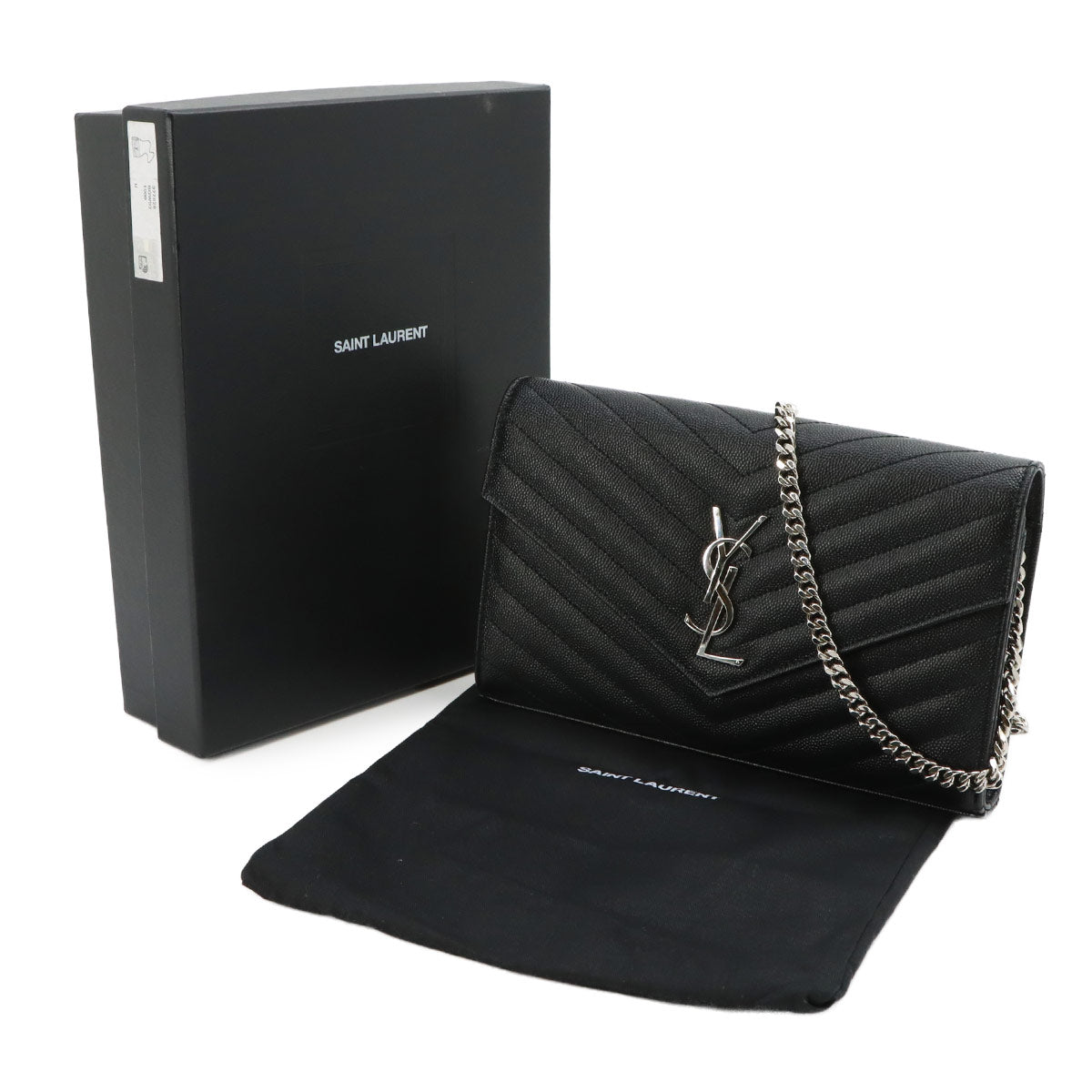 Cassandra Classic Chain Wallet Leather Black 377828
