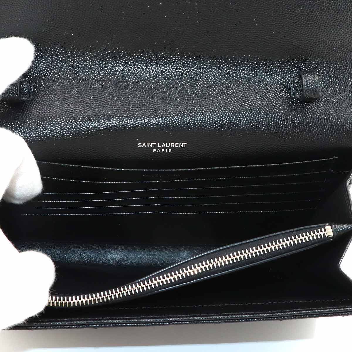 Cassandra Classic Chain Wallet Leather Black 377828