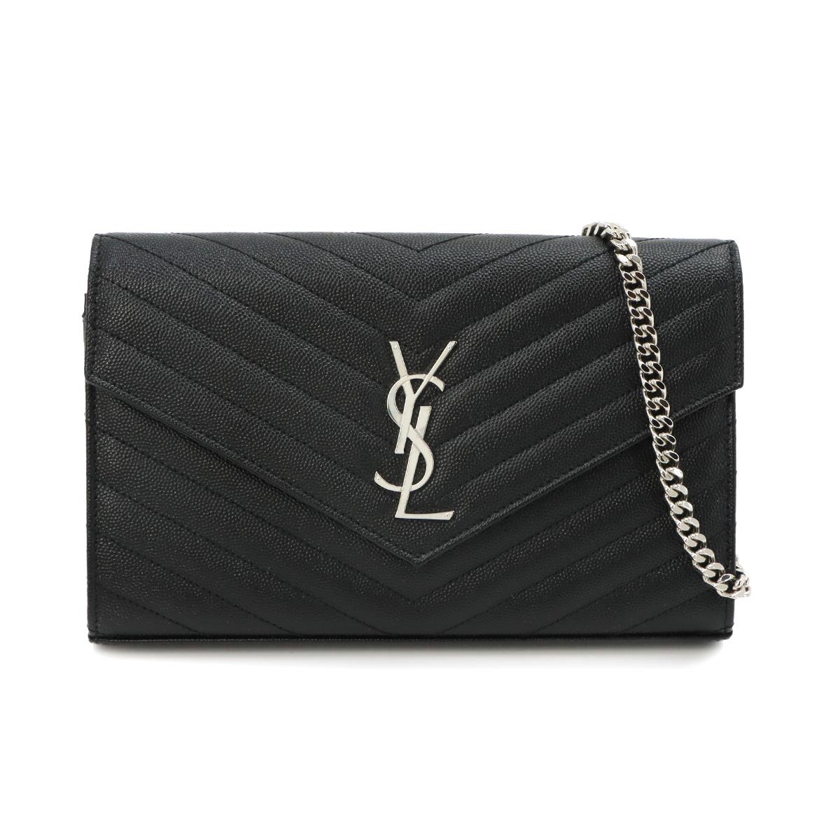 Cassandra Classic Chain Wallet Leather Black 377828