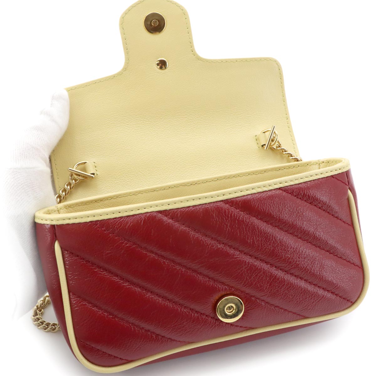 Super Mini Chain Shoulder Bag Leather Red Navy 574969 Purse
