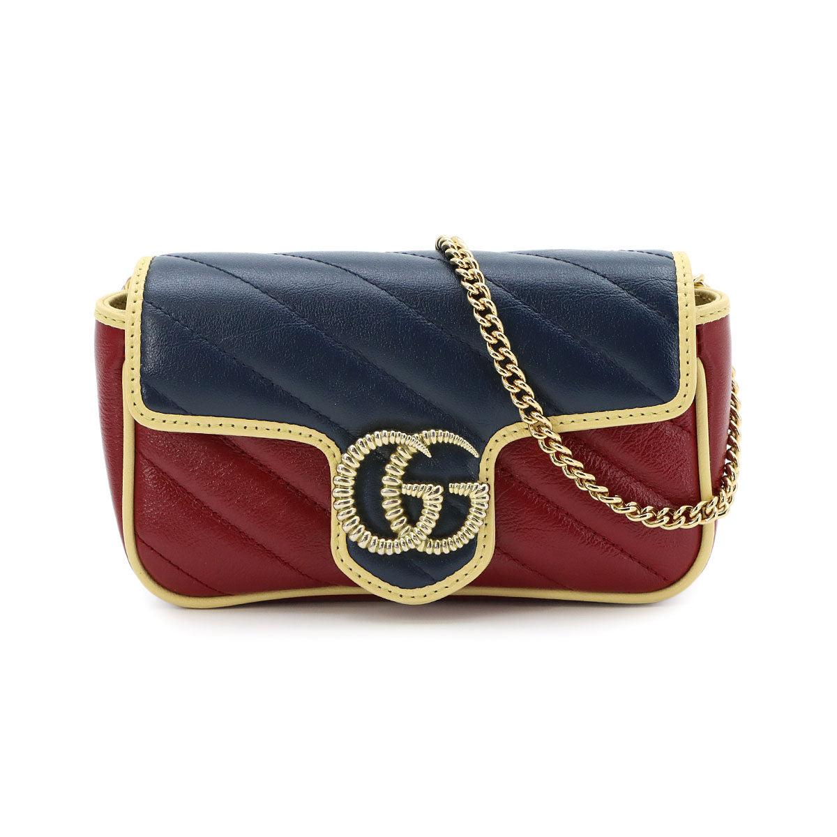Super Mini Chain Shoulder Bag Leather Red Navy 574969 Purse