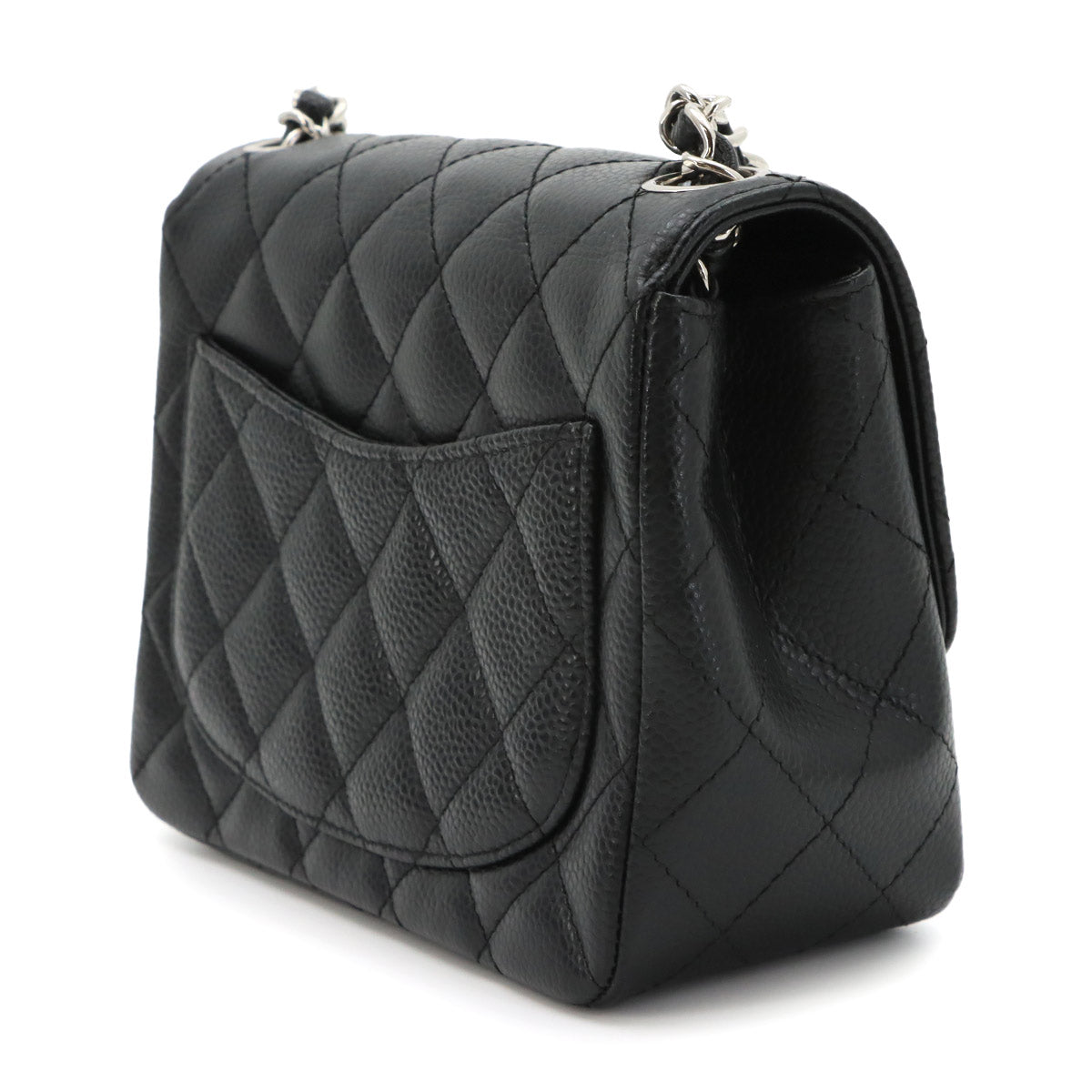 Mini Matelasse Chain Shoulder Bag Leather Black A01115
