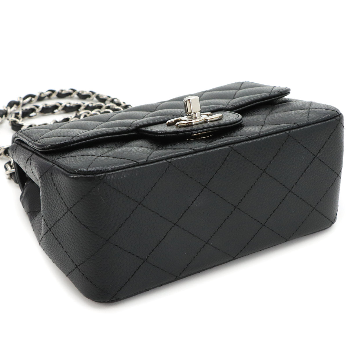 Mini Matelasse Chain Shoulder Bag Leather Black A01115