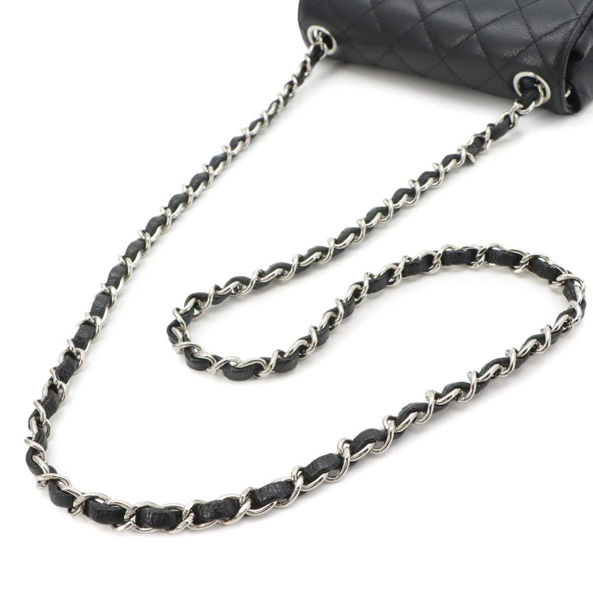 Mini Matelasse Chain Shoulder Bag Leather Black A01115