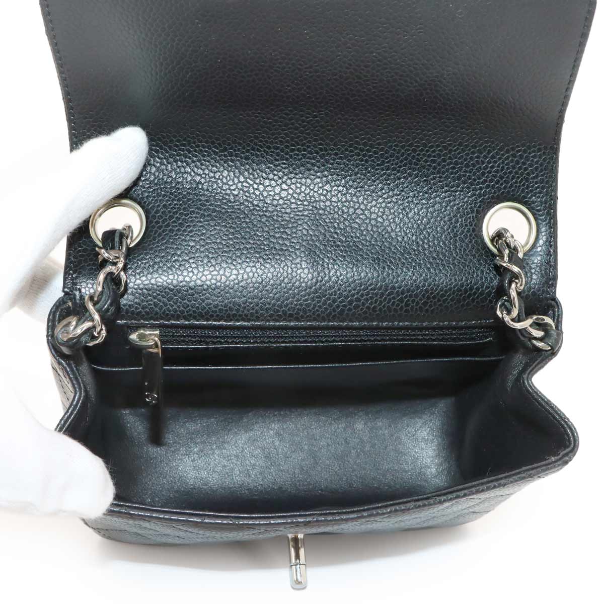 Mini Matelasse Chain Shoulder Bag Leather Black A01115