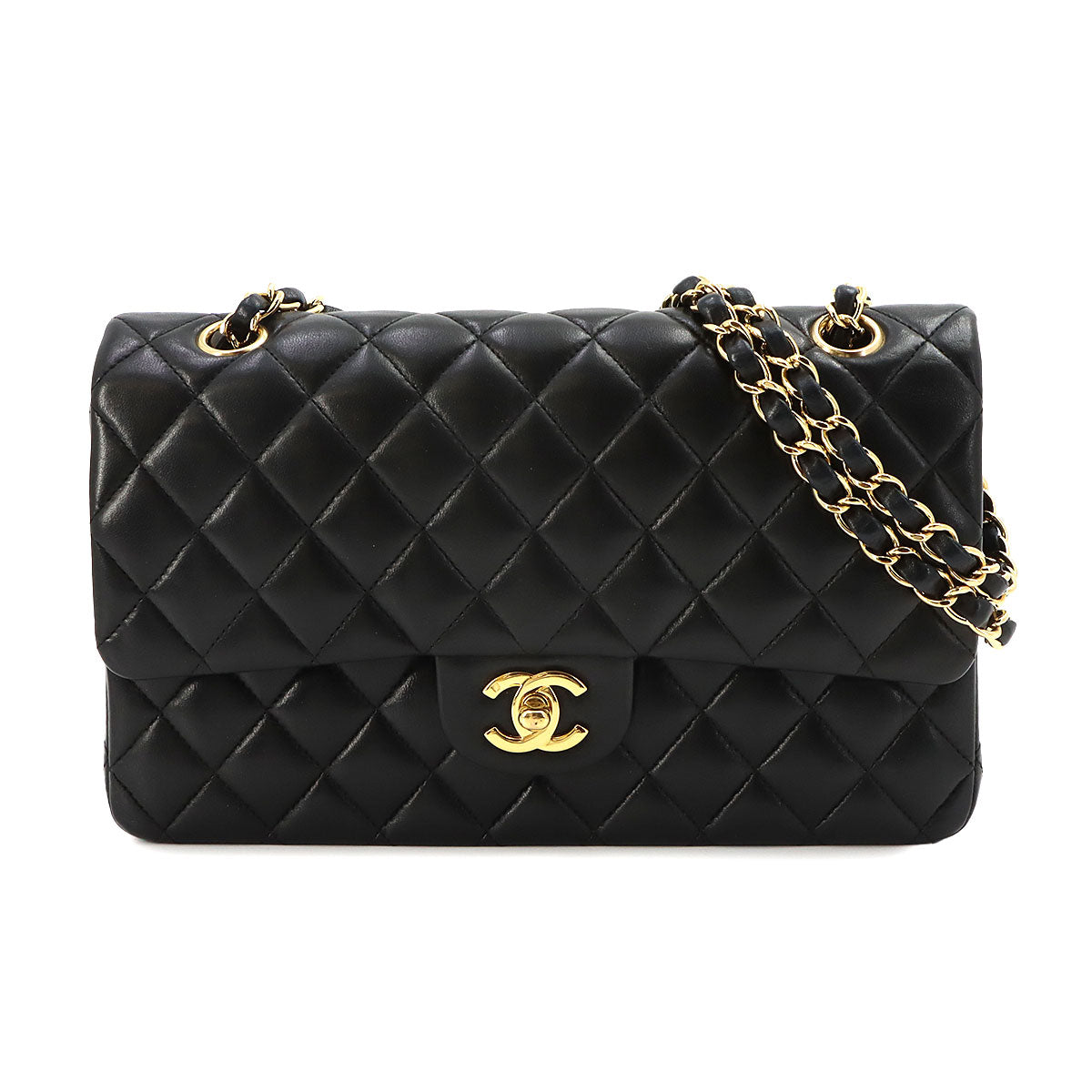 Matelasse 25 Chain Shoulder Bag Leather Black A01112