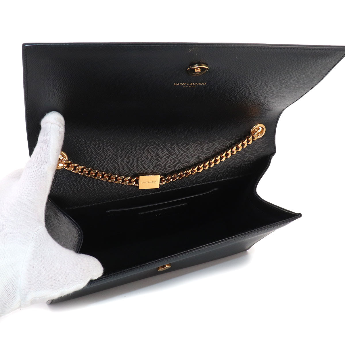 Kate Medium Chain Shoulder Bag Leather Black 364021