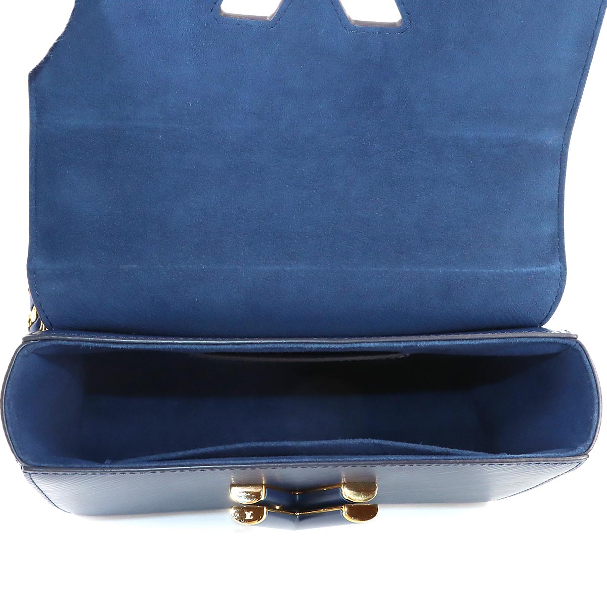 Epi Twist MM Chain Shoulder Bag Leather Navy Purse