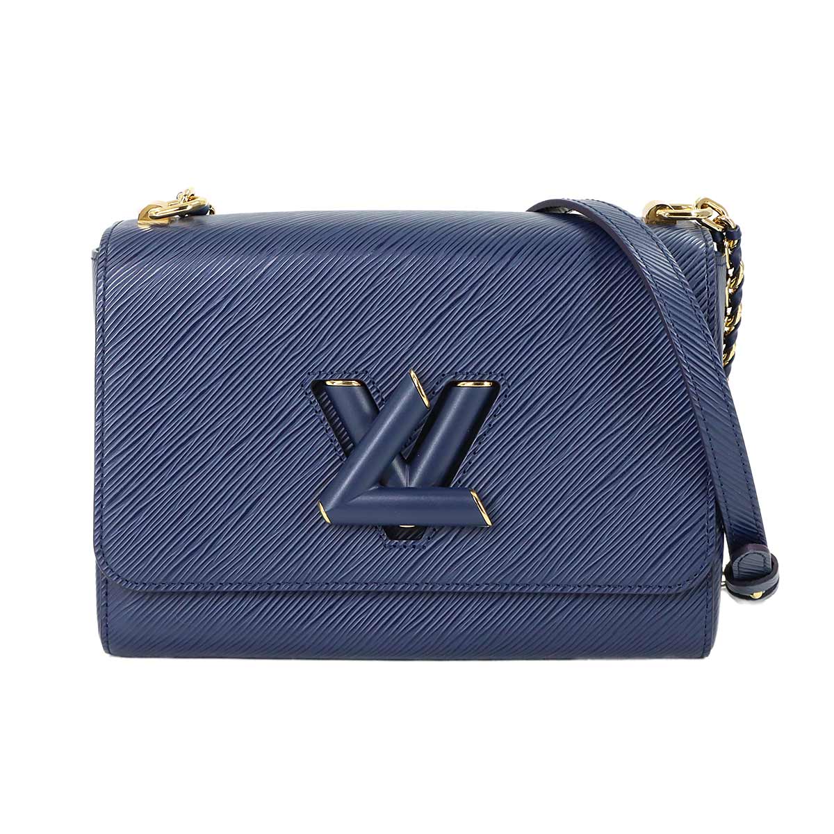 Epi Twist MM Chain Shoulder Bag Leather Navy Purse