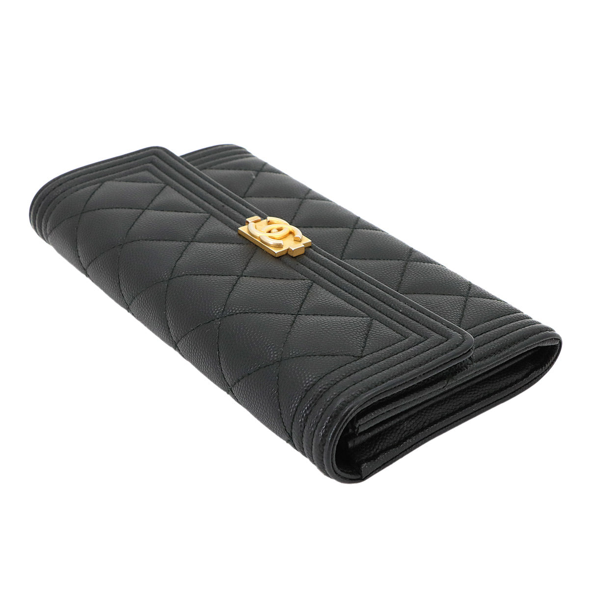 Boy chanel Matelasse Long Wallet Leather Black A80286