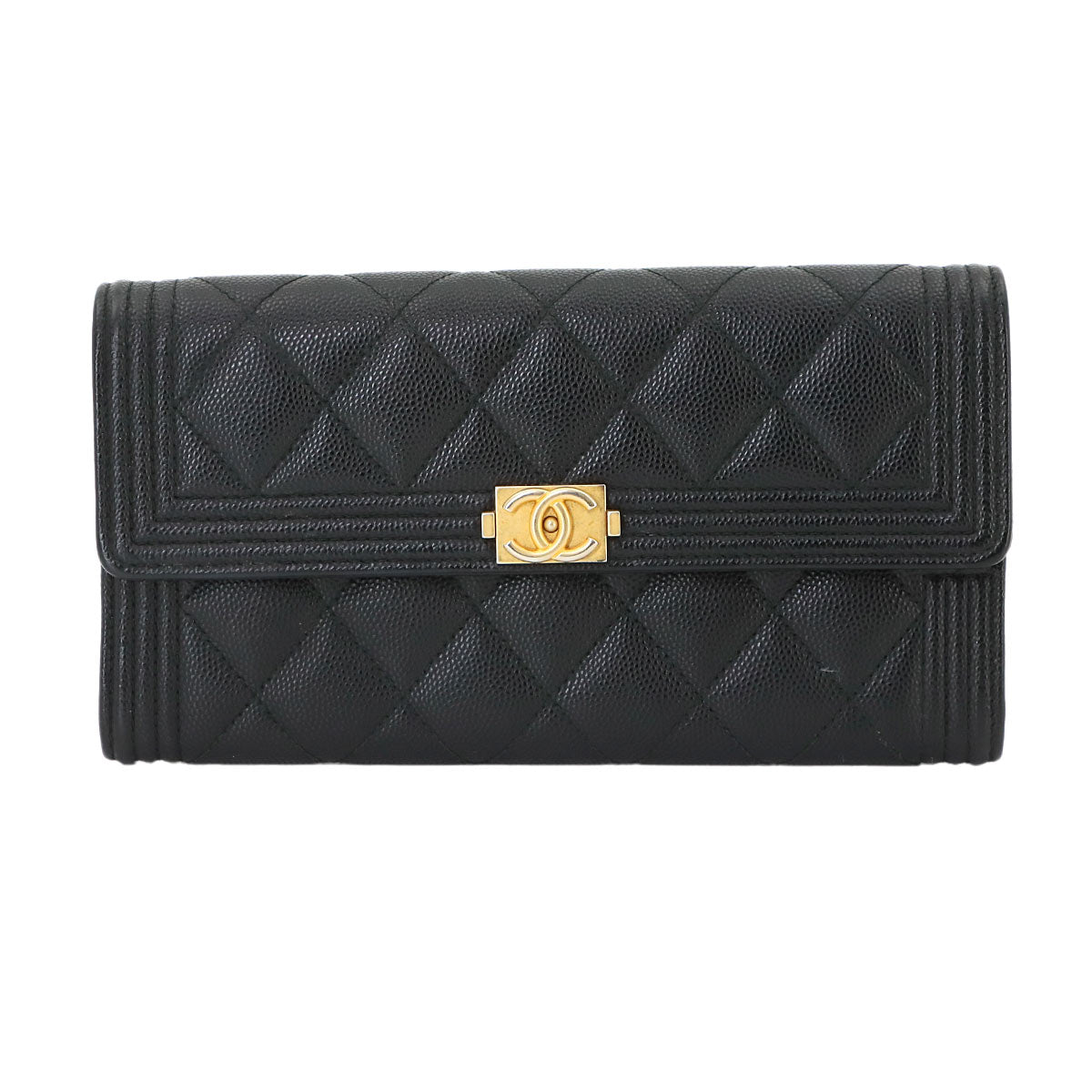 Boy chanel Matelasse Long Wallet Leather Black A80286