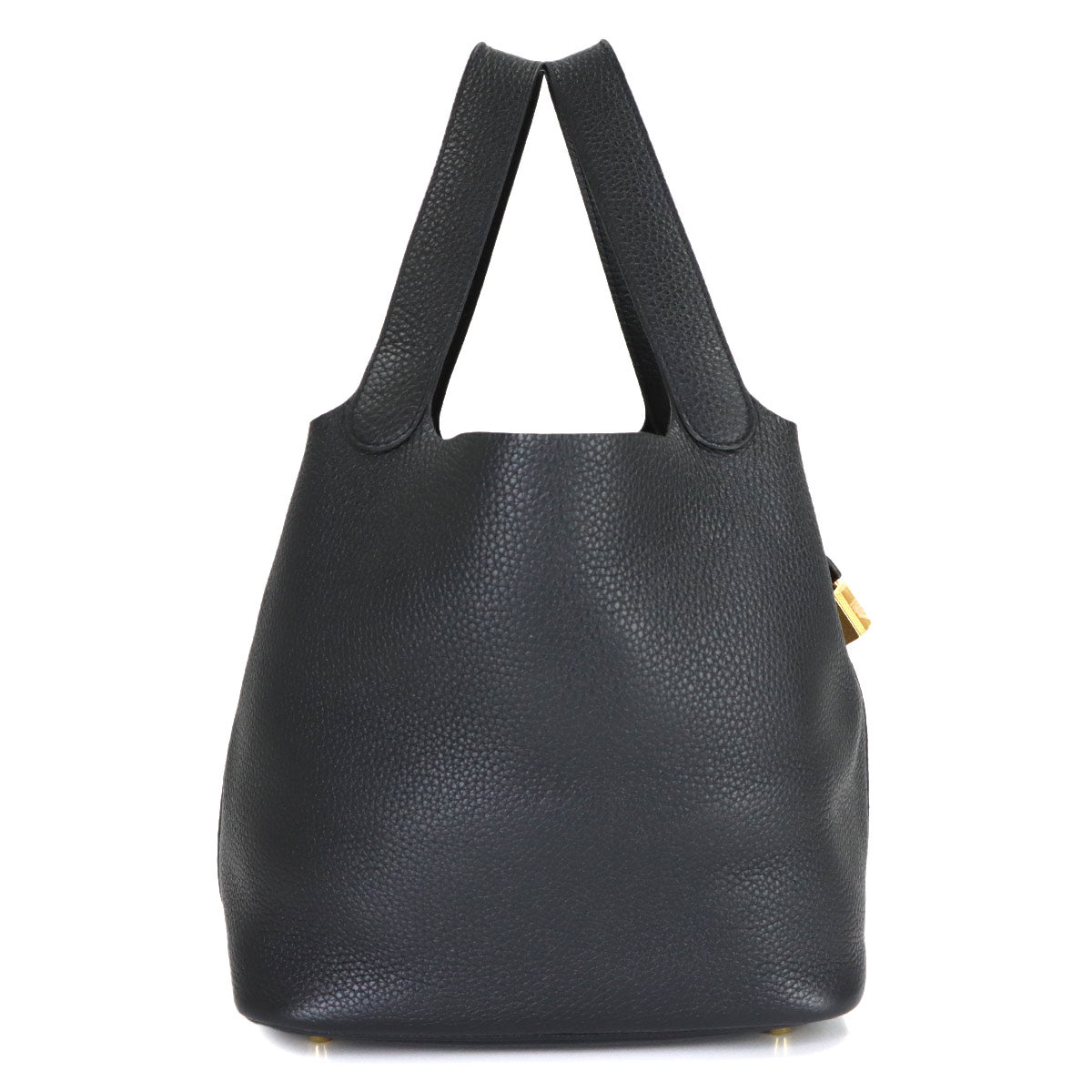 Picotin Lock MM Hand Bag Taurillon Clemence Black Purse