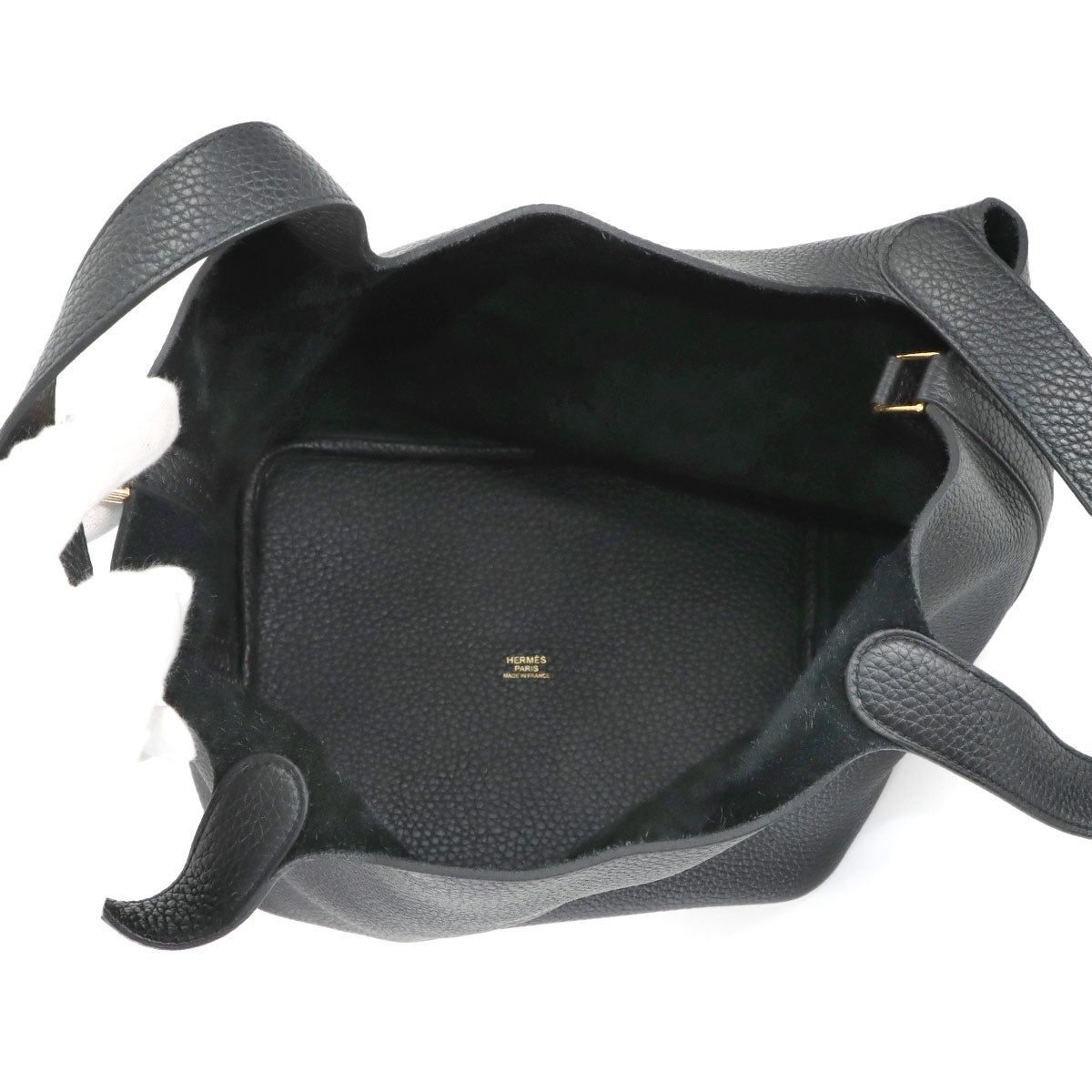 Picotin Lock MM Hand Bag Taurillon Clemence Black Purse