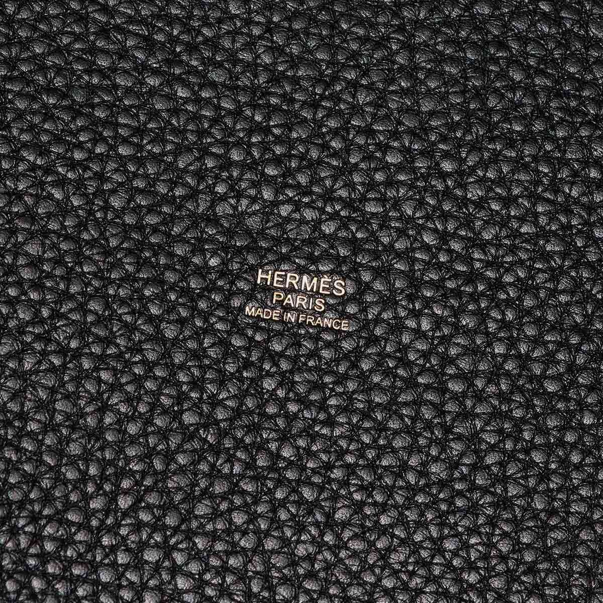 Picotin Lock MM Hand Bag Taurillon Clemence Black Purse