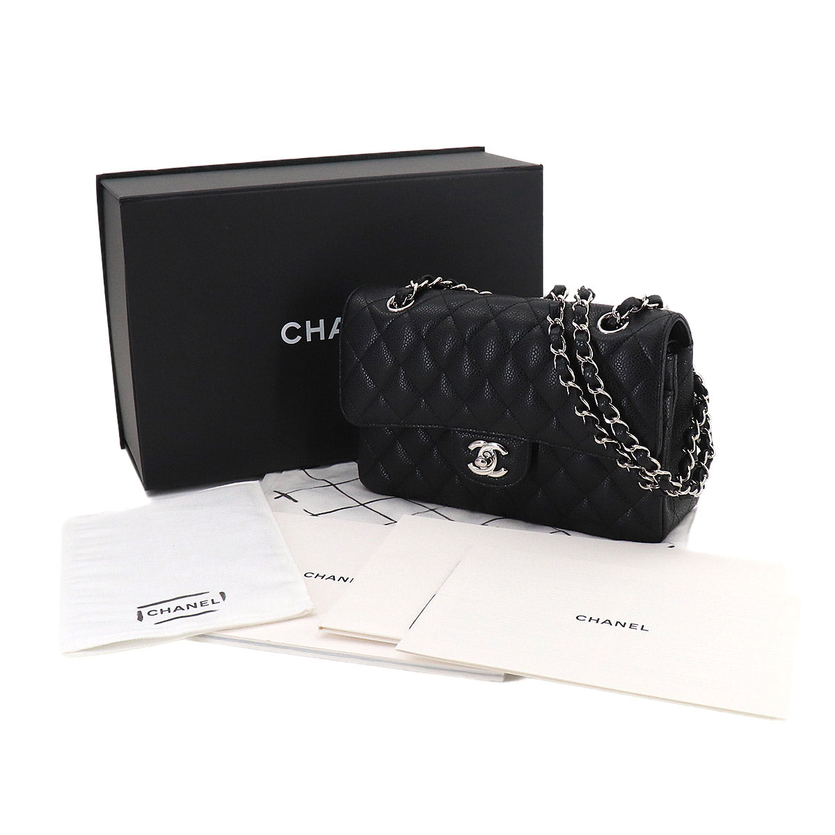 Matelasse 23 Chain Shoulder Bag Leather Black A01113