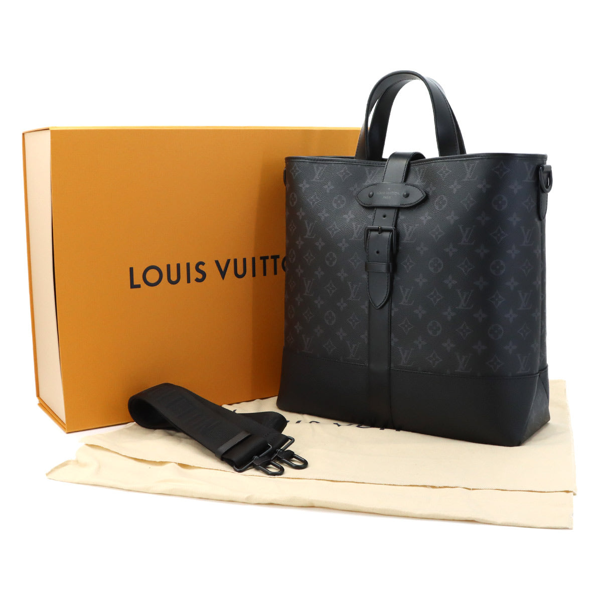 Monogram Eclipse Saumur Tote Shoulder Bag Black M45914