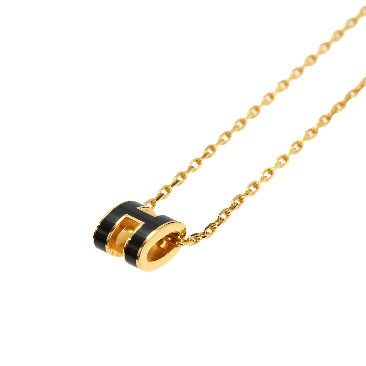 Mini Pop H Chain Necklace Black Gold Accessory