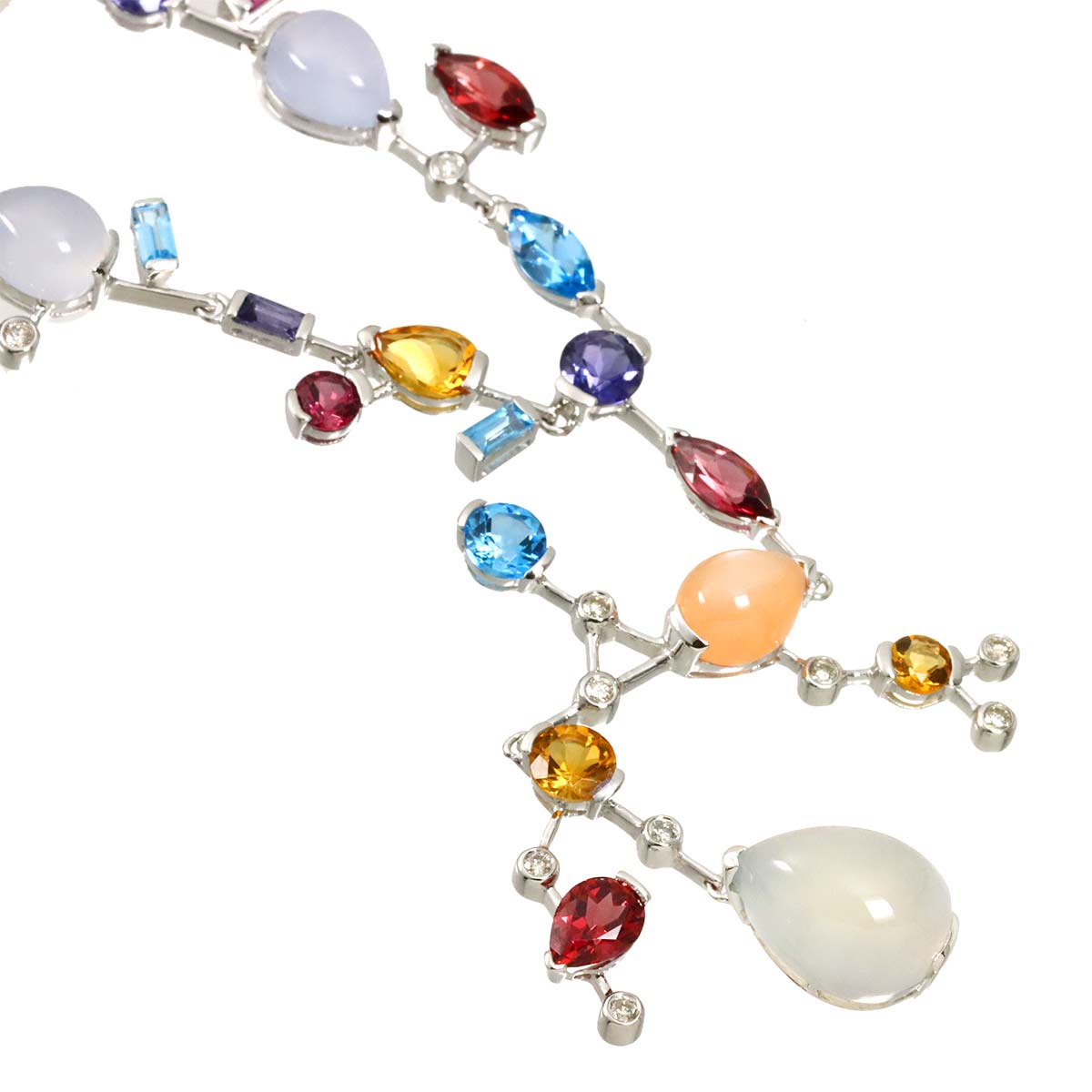 Diamond 0.65ct Multi Stone Necklace 18K WG White Gold 750