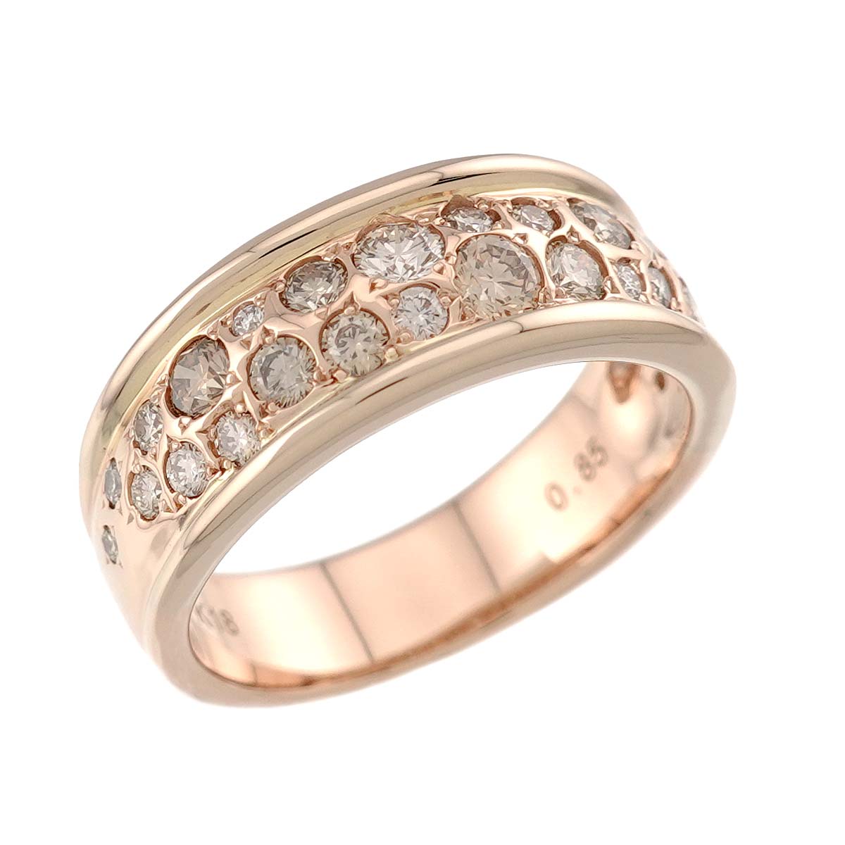 Diamond 0.85ct Ring 18K Pink Gold 750 size7.5(US)