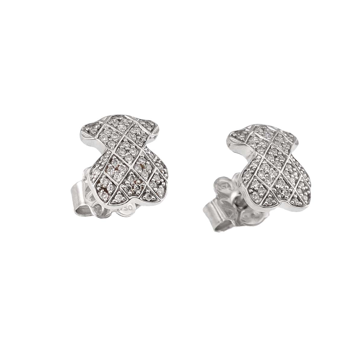 Diamond Earrings Pierced 18K WG 750