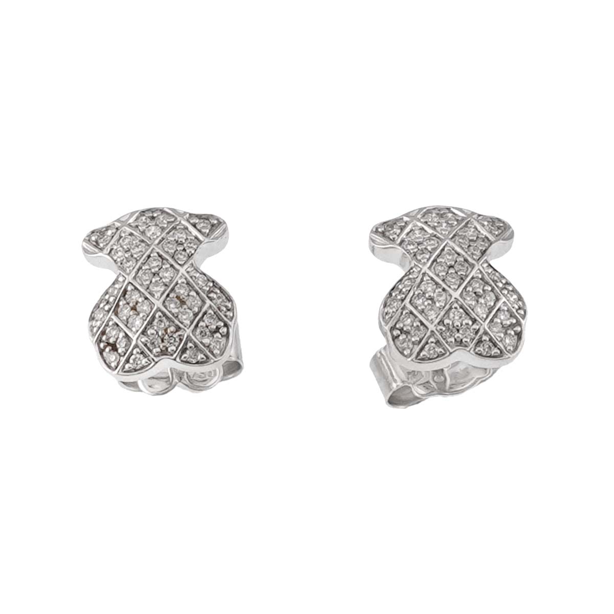 Diamond Earrings Pierced 18K WG 750