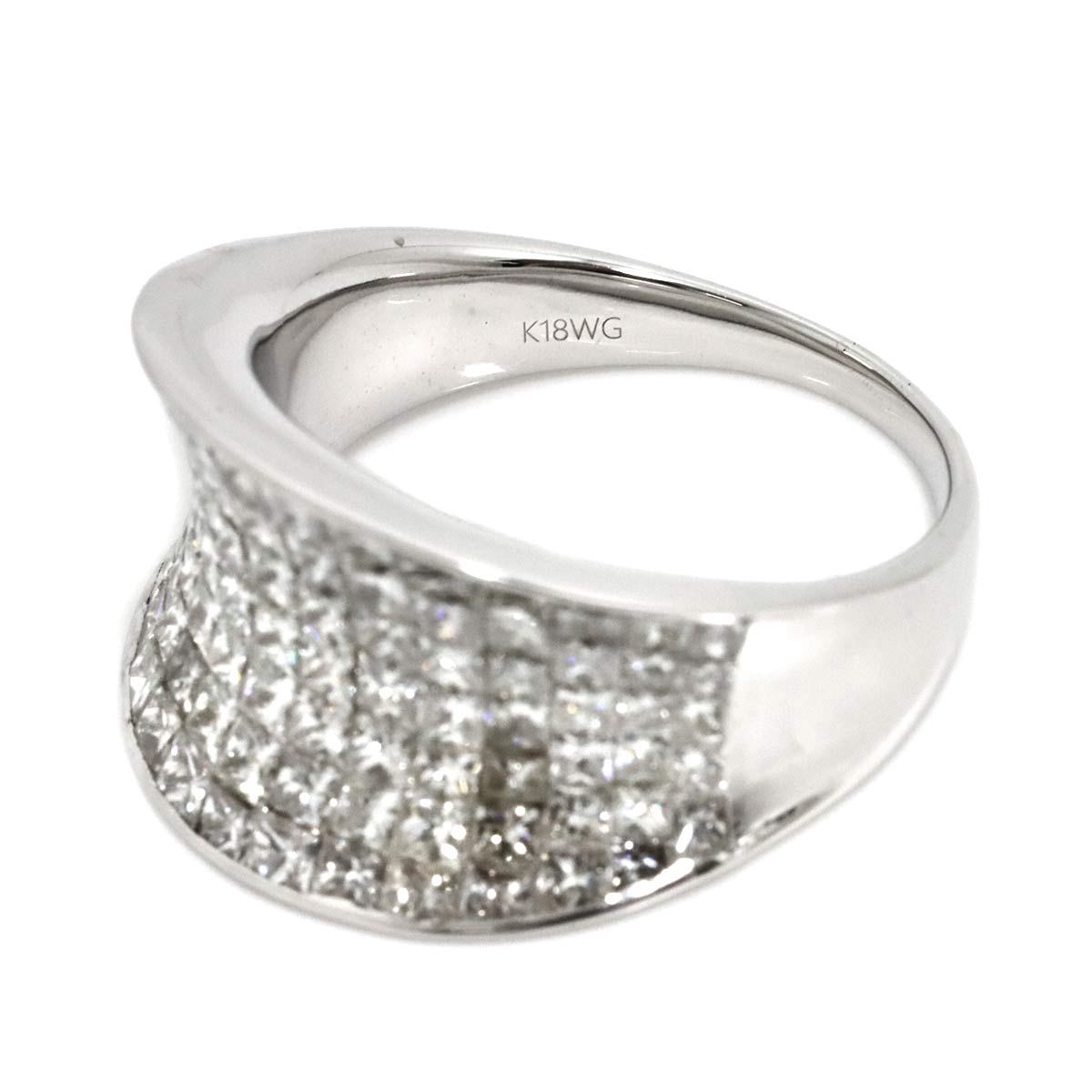 Diamond 3.73ct Ring 18K K18 WG White Gold size8-8.25(US)