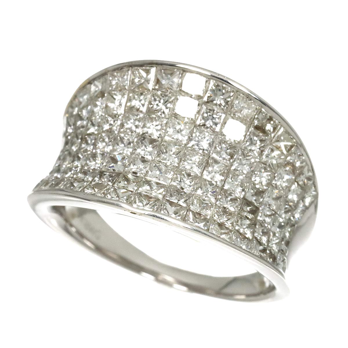Diamond 3.73ct Ring 18K K18 WG White Gold size8-8.25(US)