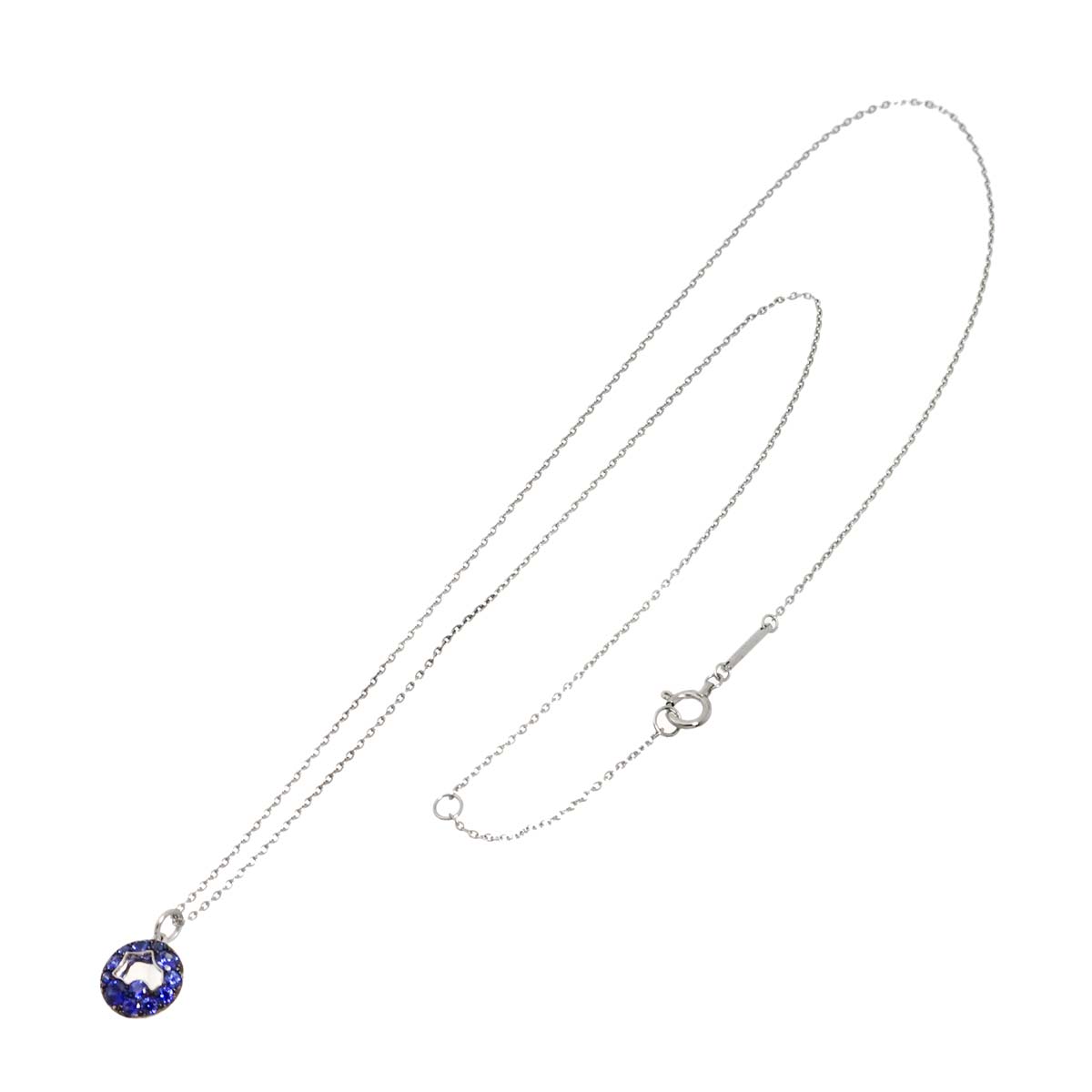 Sapphire Necklace 18K WG White Gold 750