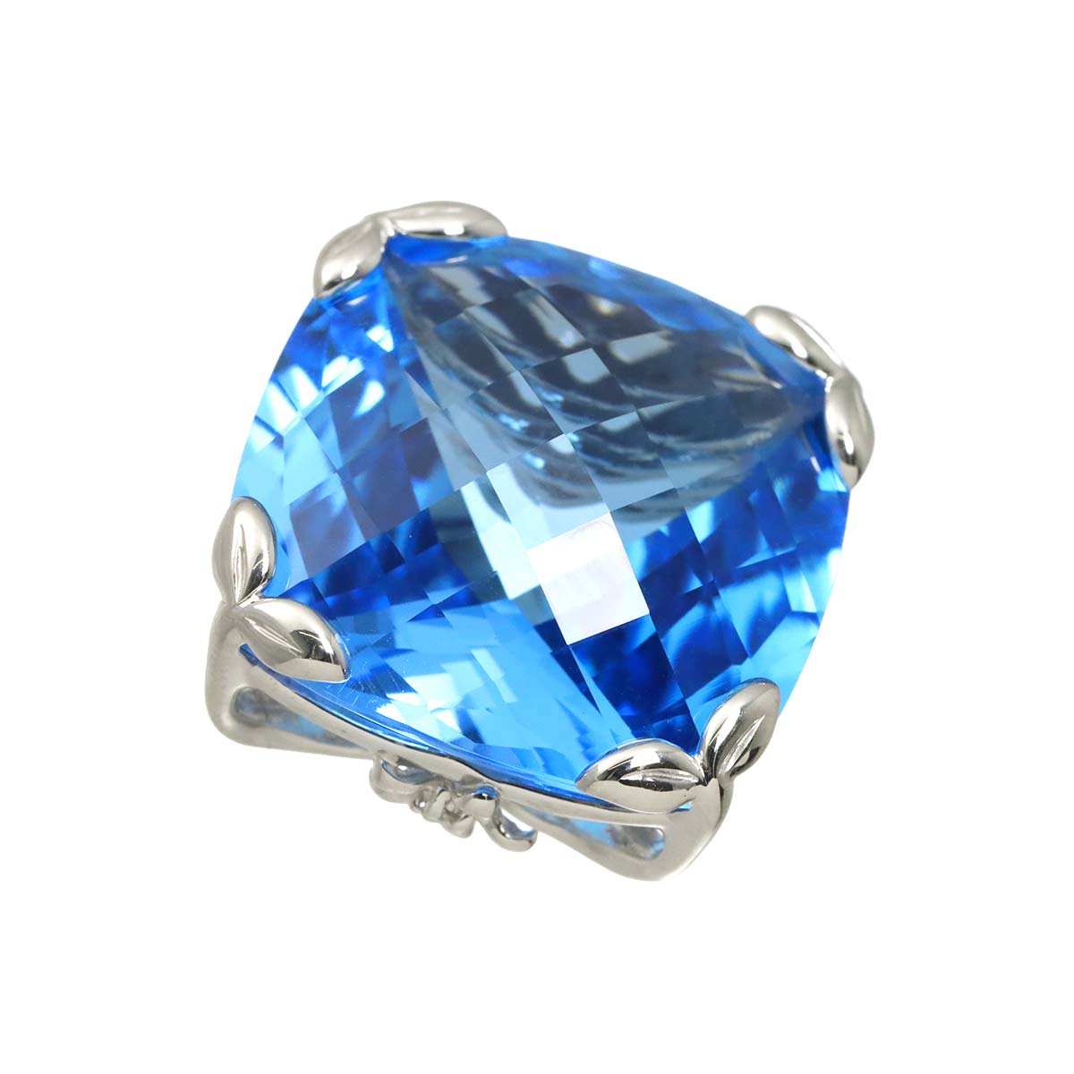 Topaz 32.73ct Diamond 0.03ct Pendant Top 18K White Gold 750