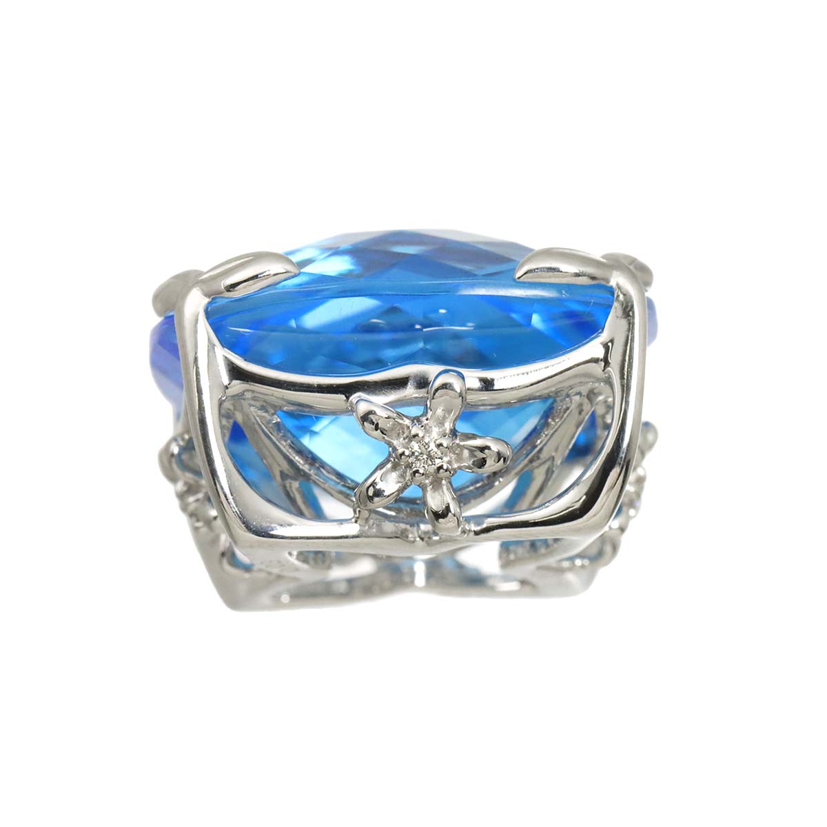 Topaz 32.73ct Diamond 0.03ct Pendant Top 18K White Gold 750