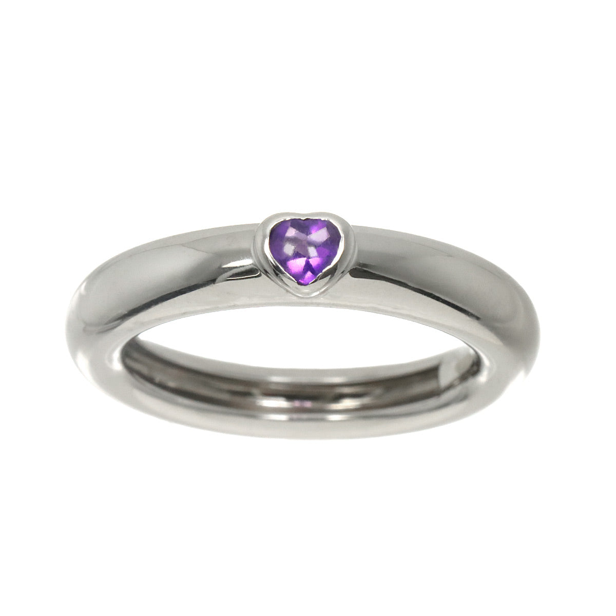 Friendship Amethyst Ring 18K White Gold 750 size6.75(US)