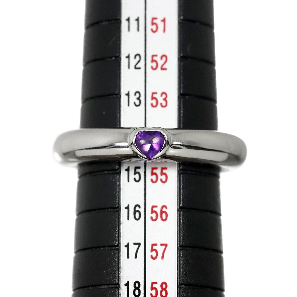 Friendship Amethyst Ring 18K White Gold 750 size6.75(US)