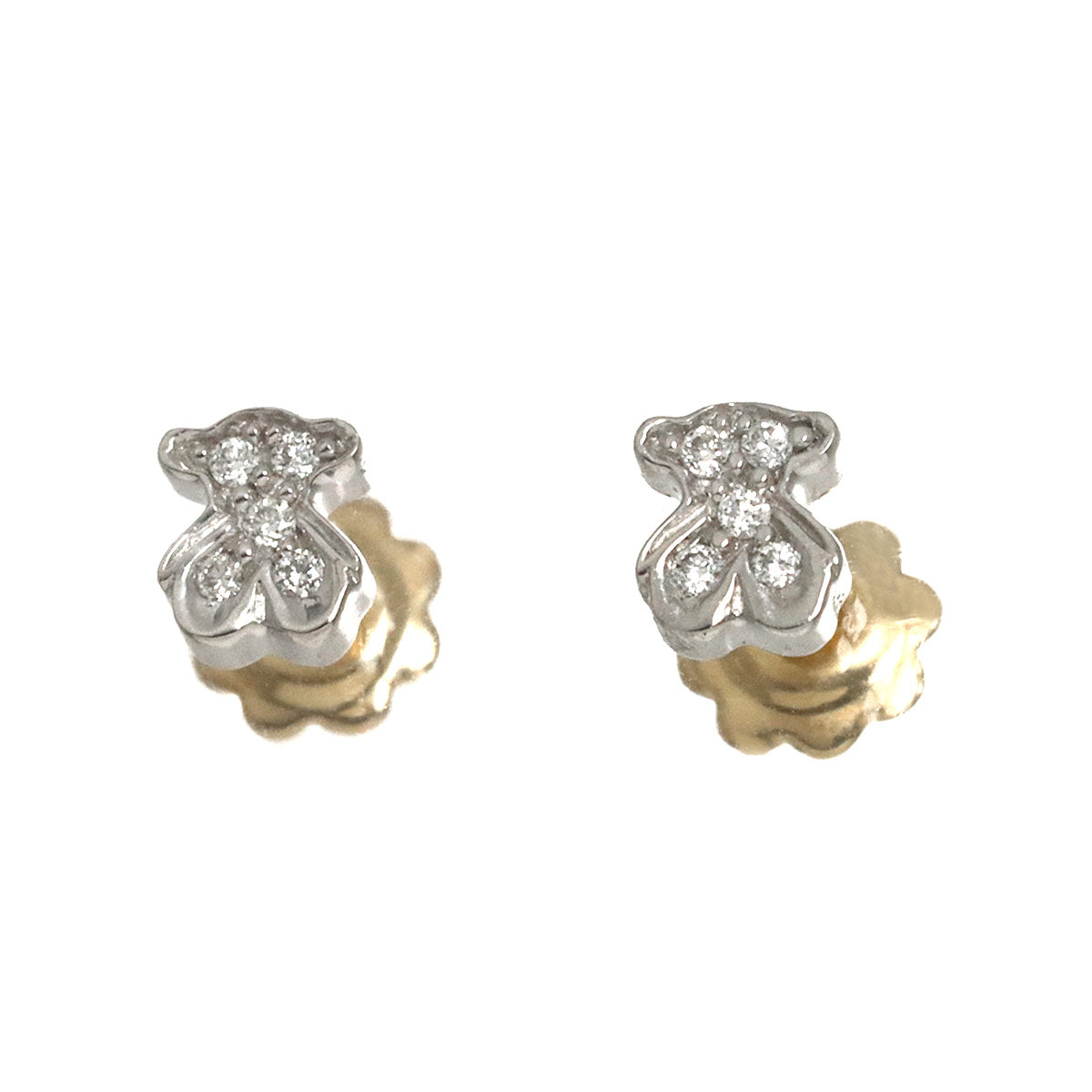 Diamond Earrings Pierced 18K YG WG 750