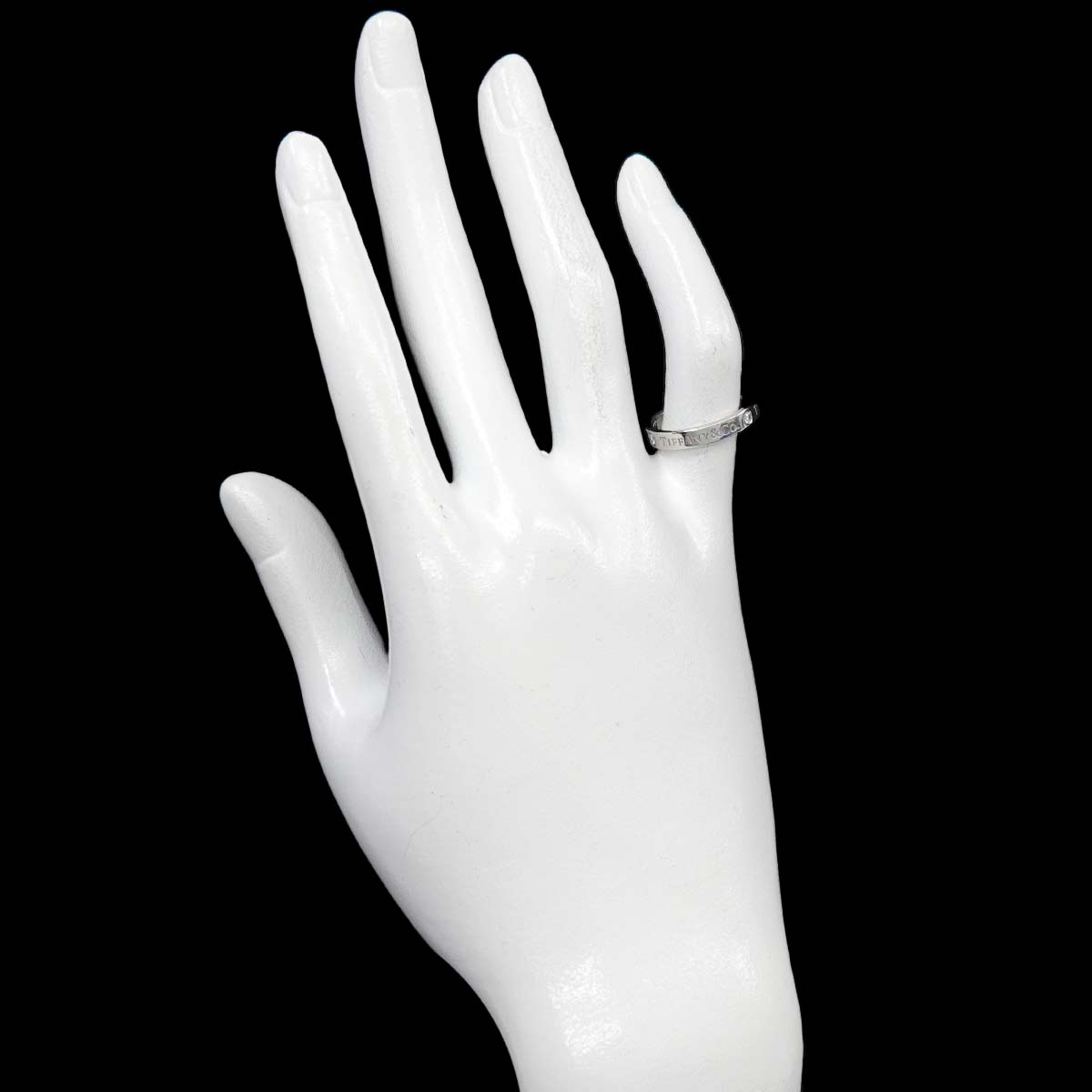 Logo Flat Band Ring Diamond 3P Platinum Size4-4.5(US)