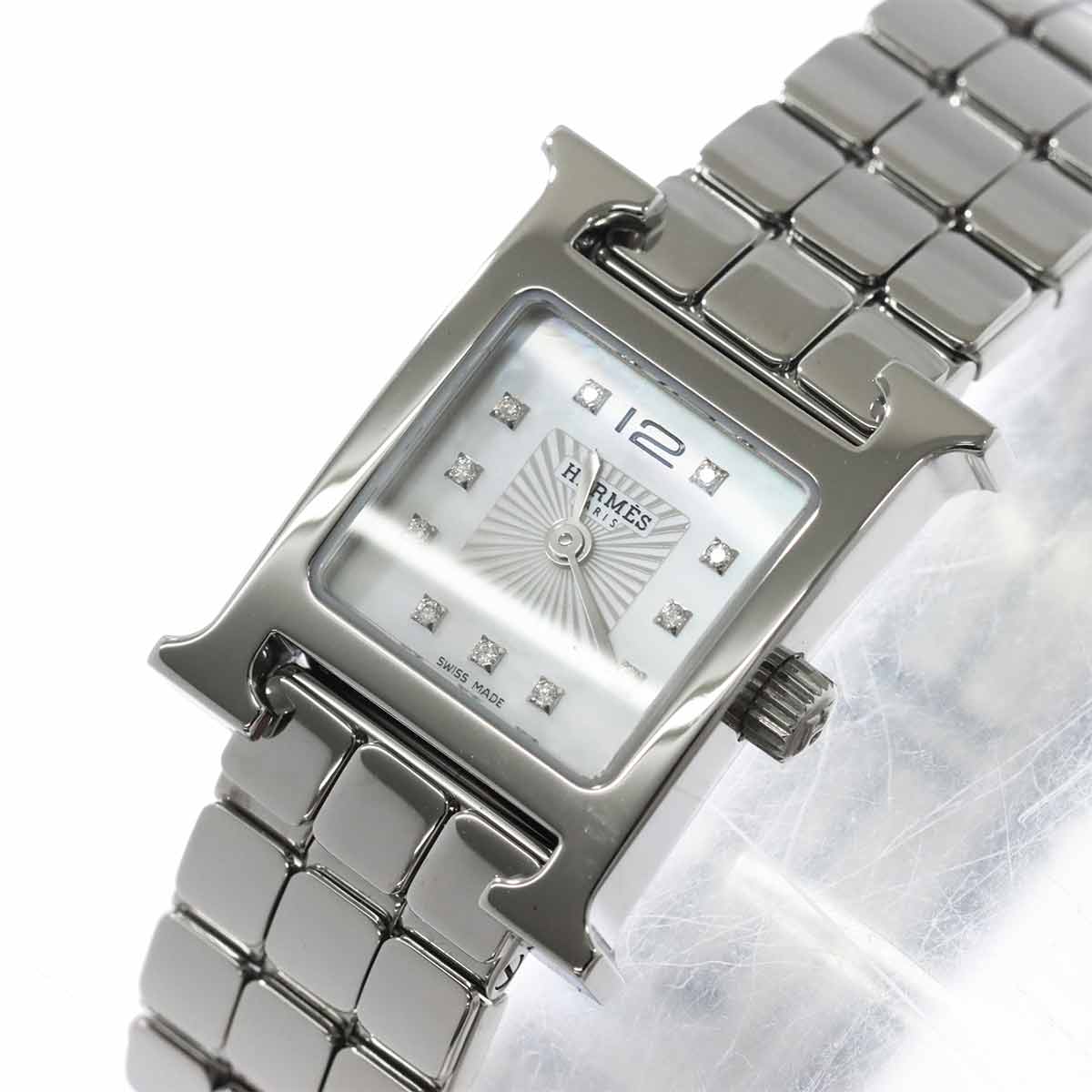 H Watch mini HH1.110 Quartz 11P Diamond White Shell Dial Ladies