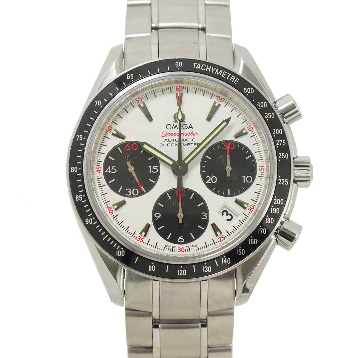 Speedmaster Date 323.30.40.40.04.001 White Black Dial Mens