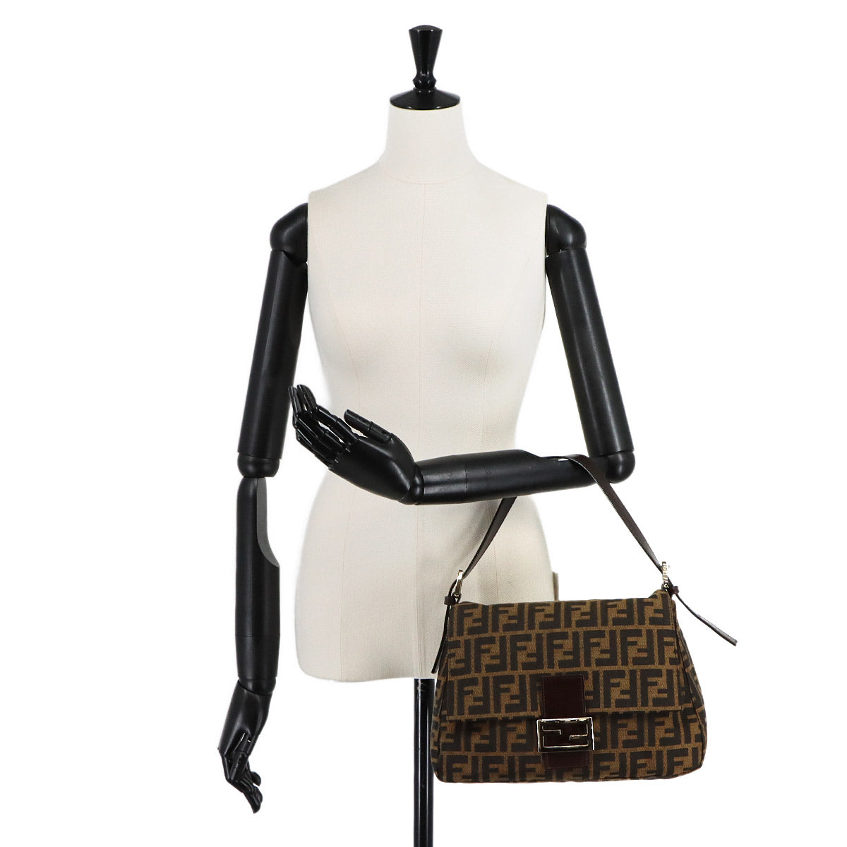 Zucca Mamma Baguette Shoulder Bag Canvas Leather Brown 26325