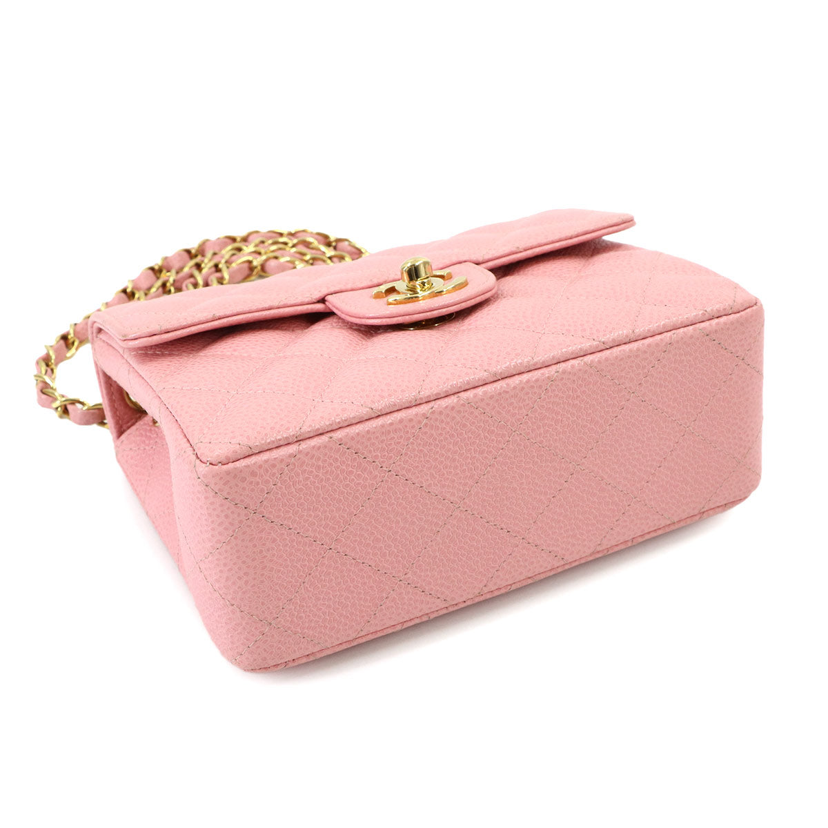 Mini Matelasse Chain Shoulder Bag Leather Pink