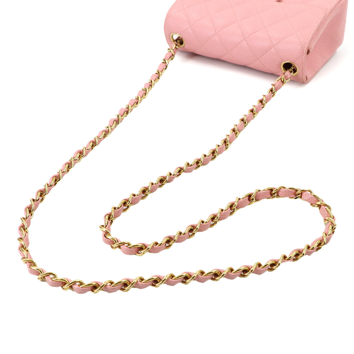 Mini Matelasse Chain Shoulder Bag Leather Pink