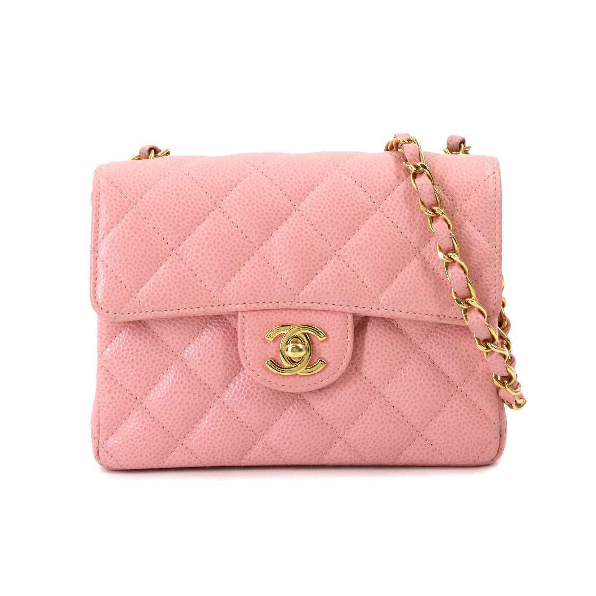 Mini Matelasse Chain Shoulder Bag Leather Pink