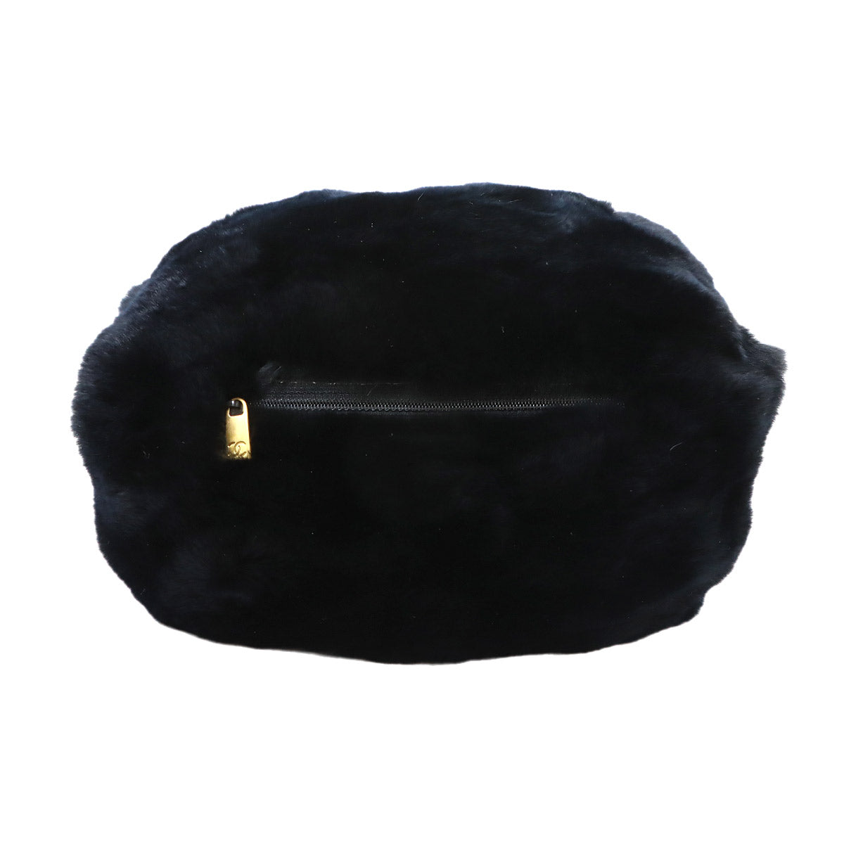 Coco Logos Arm Warmer Chain Shoulder Bag Lapin Fur Black