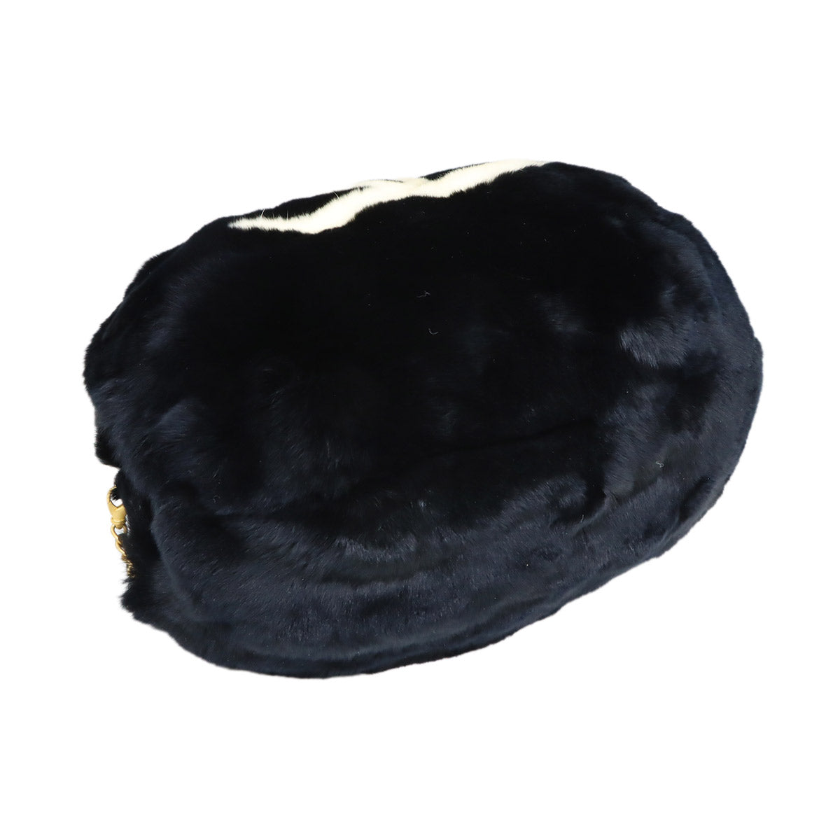 Coco Logos Arm Warmer Chain Shoulder Bag Lapin Fur Black