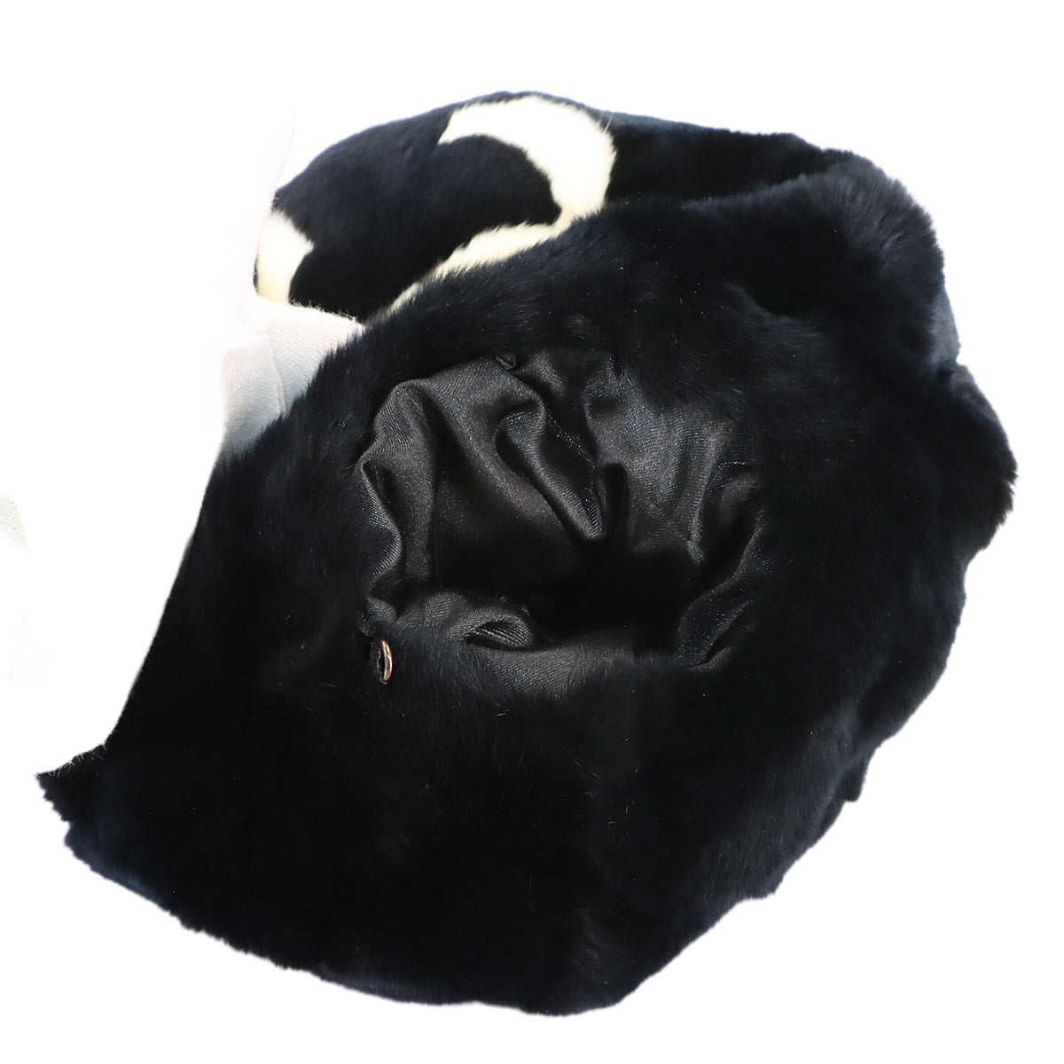 Coco Logos Arm Warmer Chain Shoulder Bag Lapin Fur Black
